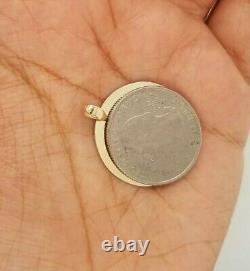 14K Solid Yellow Gold Round Engravable Circle Disc Pendant 25.4 mm 3 grams