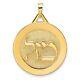 14k Yellow Gold Polished Solid Mazel Symbol Disc Pendant For Womens 3.11g