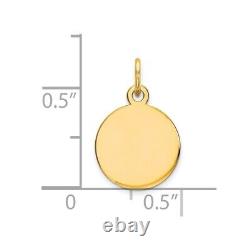 14k Yellow Gold Round Disc Necklace Pendant Charm Engravable Plain Fine Jewelry