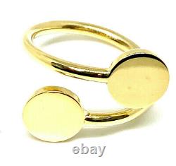 Solid 14K Yellow Gold Round Disc Bypass Design Modernist Adjustable Band Ring 7