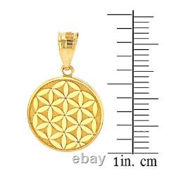 Solid Gold Or 925 Silver Flower of Life Dainty Disc Medallion Pendant Necklace