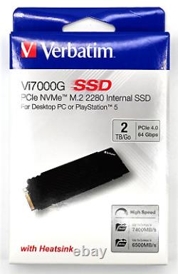 Verbatim Vi7000G 2TB M. 2 2280 PCIe NVMe 4.0x4 M. 2 7400MB/s PS5 Heatsink SSD